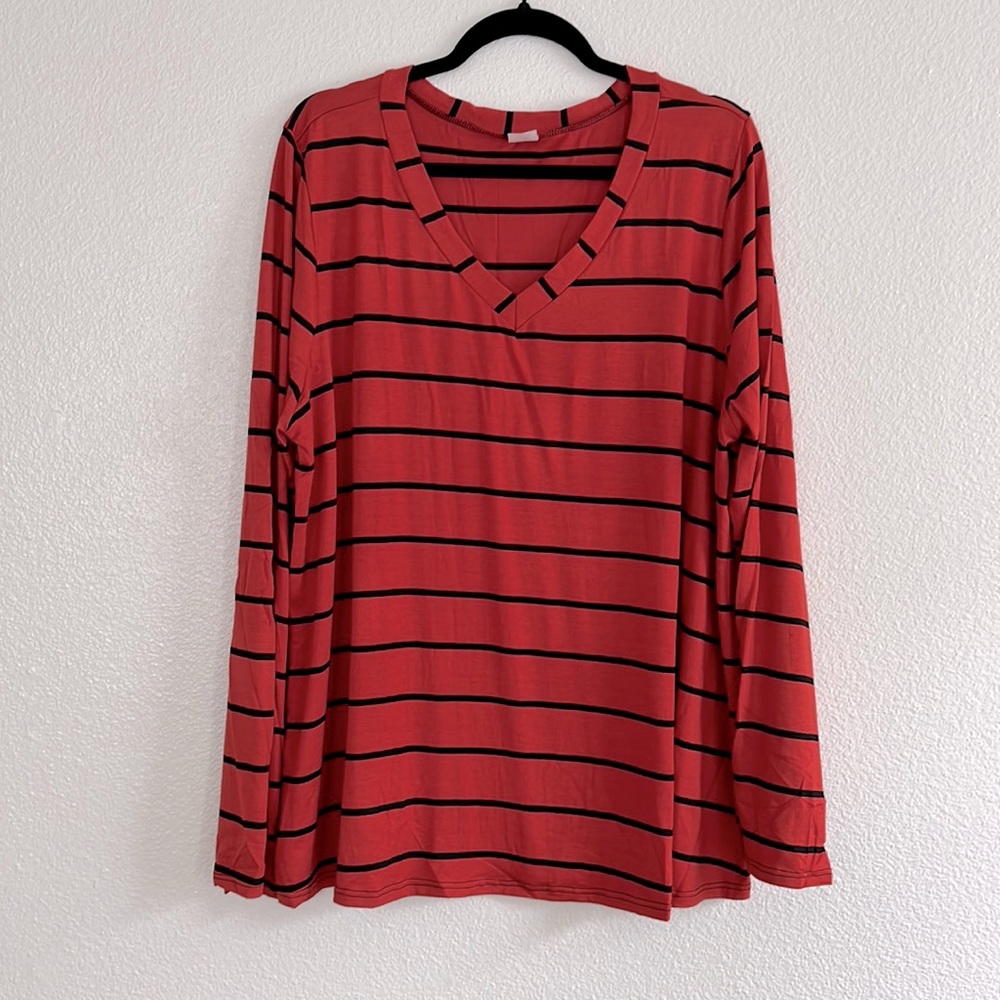 Orange and Black striped top, size 3X